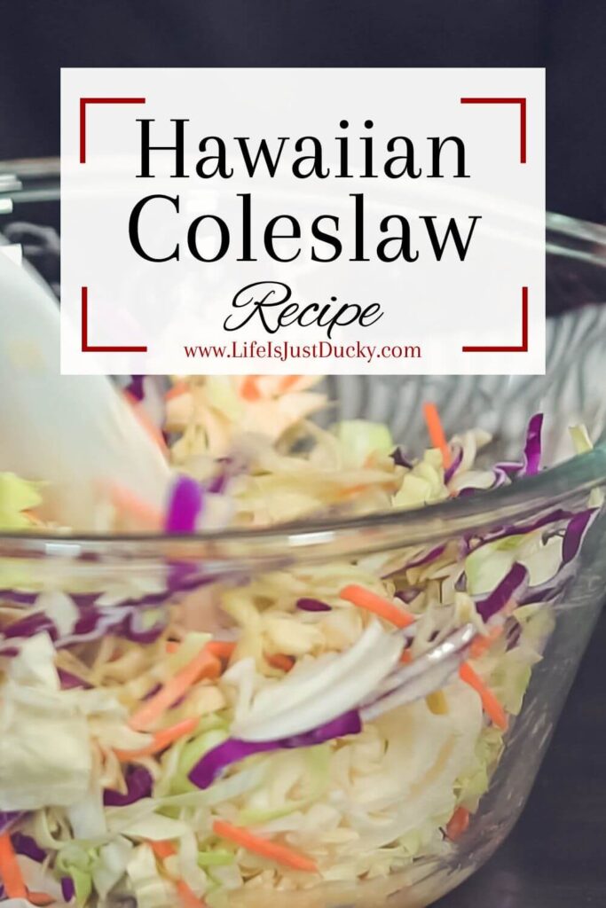 Hawaiian Coleslaw in a glass bowl.