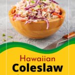 Coleslaw in a wooden bowl.
