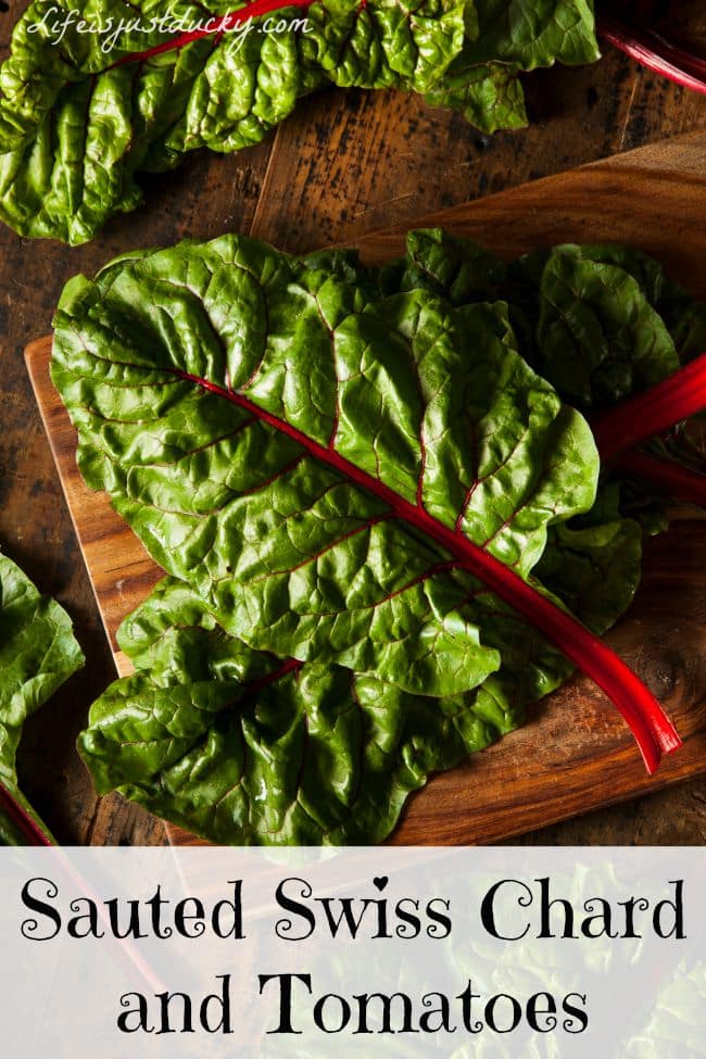 Sauted Swiss Chard and Tomatoes. Such a quick side dish. So Good and So Good For You.