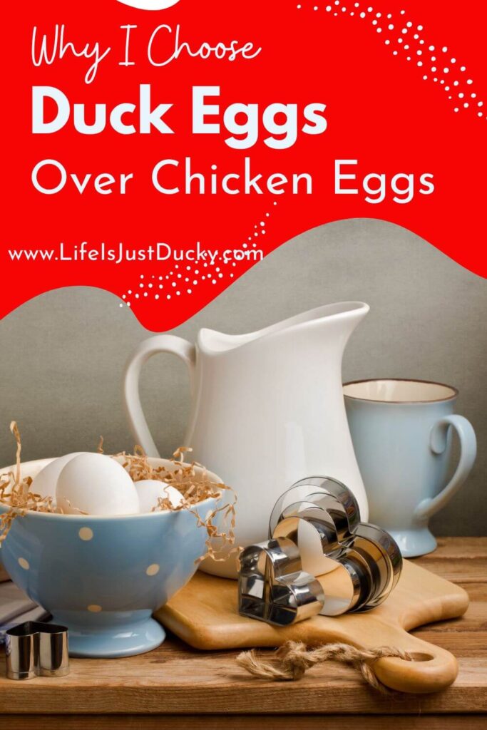 Duck eggs with pitcher, cookie cutters and cup.
